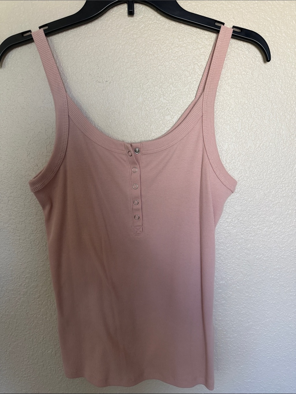 SO Dusty Pink Ribbed Henley Tank Top